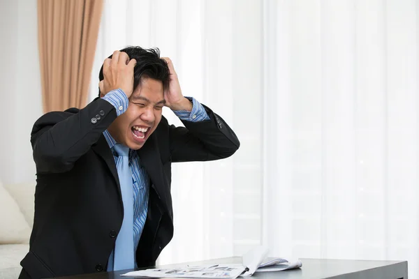 Business man in office with burnout syndrome — Stock Photo, Image