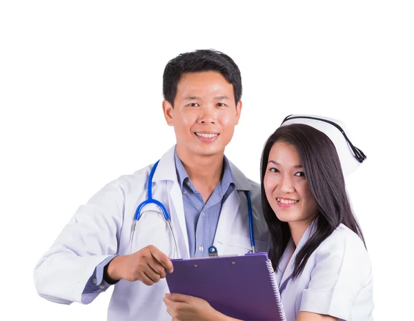 Schöner Arzt und schöne Krankenschwester — Stockfoto