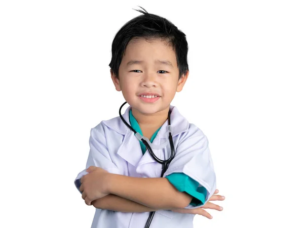 Asian Kid Doctor Uniform Islated White Die Cut Background Dream — Stock fotografie