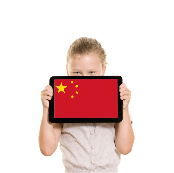 Chinese flag on tablet computer — Stock Photo, Image