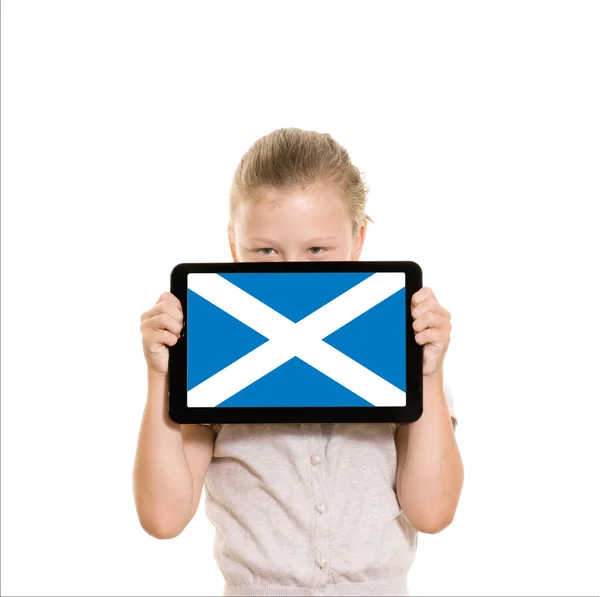 Scottish flag on tablet computer — Stock Photo, Image