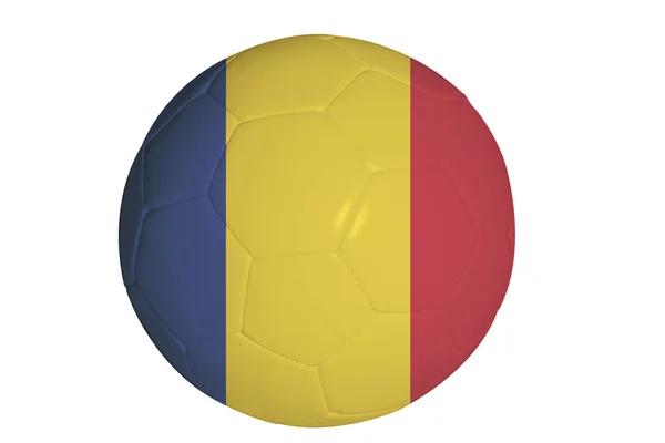 Vlajka Rumunsko na fotbalový míč — Stock fotografie