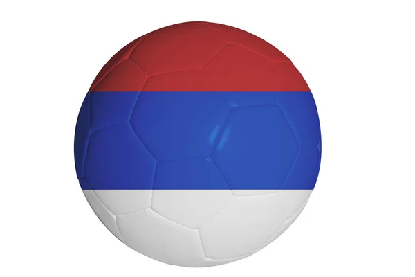 Vlajka Srbska na fotbalový míč — Stock fotografie