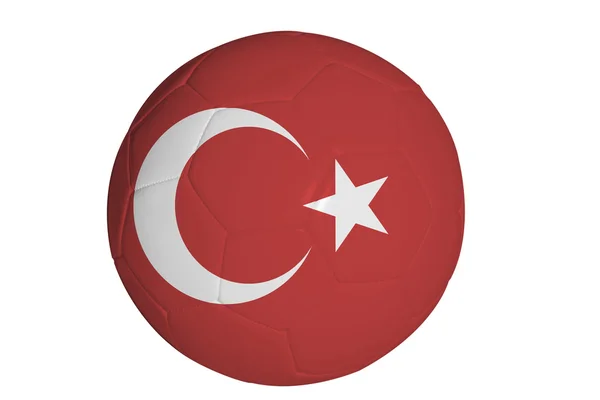 Turecko vlajka na fotbalový míč — Stock fotografie