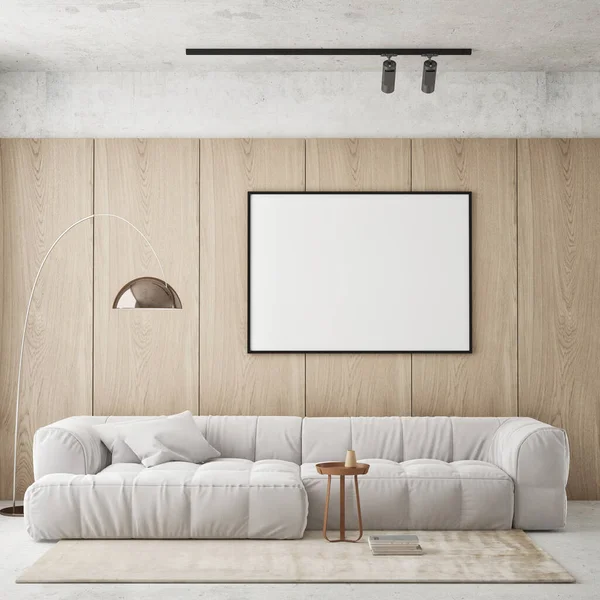 Modern iç plan, oturma odası, İskandinav tarzı, 3D çizim, 3D resim