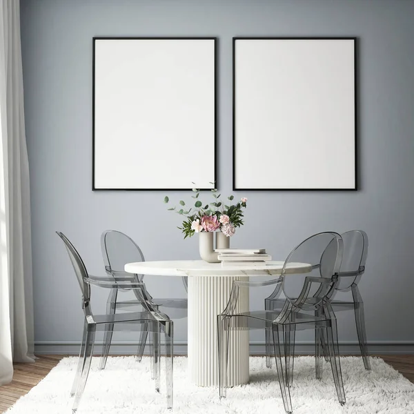 Modern iç plan, oturma odası, İskandinav tarzı, 3D çizim, 3D resim