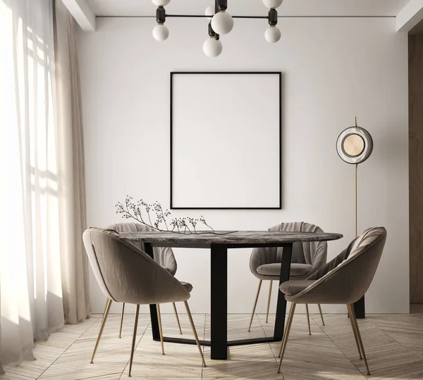 Modern iç plan, oturma odası, İskandinav tarzı, 3D çizim, 3D resim