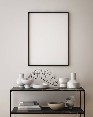 Modern iç plan, oturma odası, çağdaş biçim, 3D resim, 3D resim