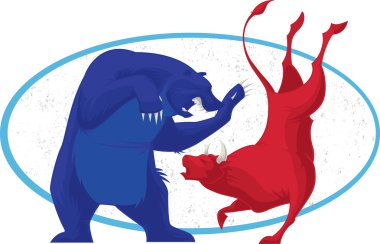 Bear and Bull Stock market icon clipart
