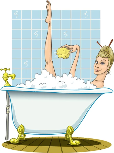 金发美女在洗澡 — 图库照片