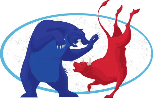 Піктограма фондового ринку Bear and Bull — стокове фото