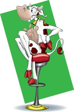 Illustration of cow on chair clipart