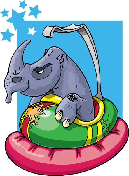 Rhino in bumper car — Stock Photo, Image