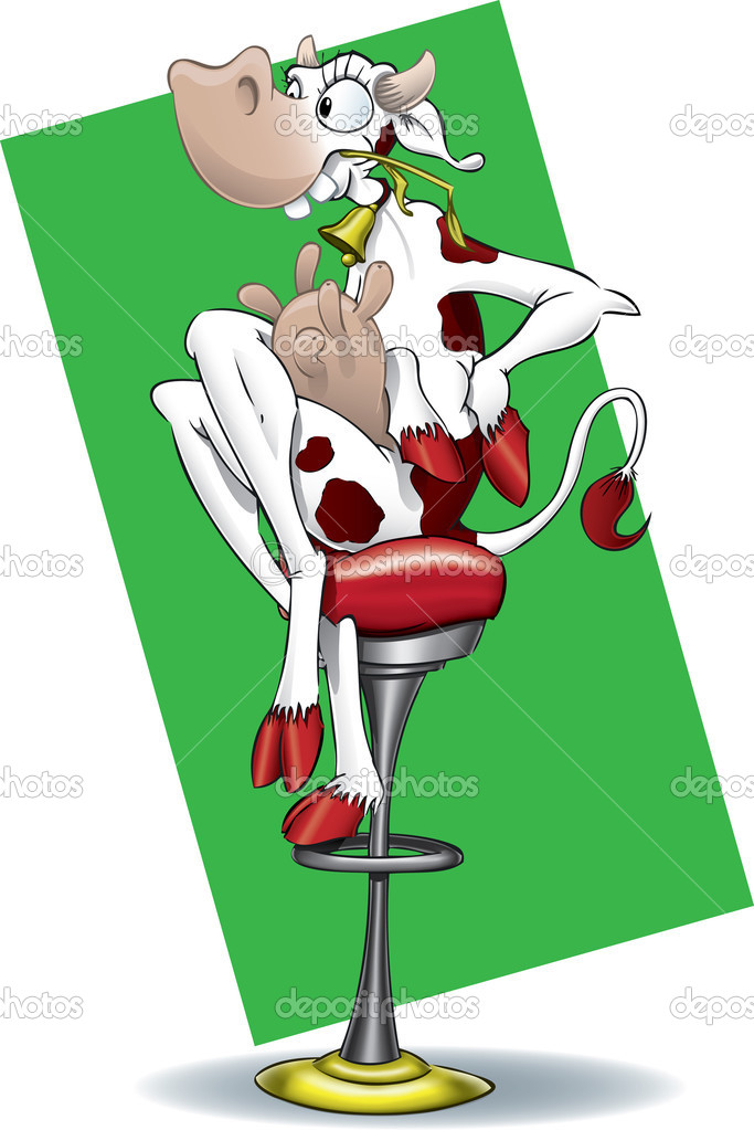Illustration of cow on chair