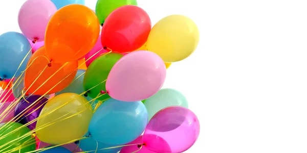 Bündel Von Bunten Luftballons Isoliert Auf Weißem Hintergrund Bannerformat — Stockfoto