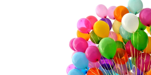 Bunch Multicolored Balloons Isolated White Background Banner Format Stock Photo