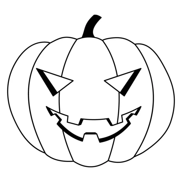 Halloween night lantern. Pumpkin with a scary orange face. Evil Halloween character, in cartoon style. — Stock Vector