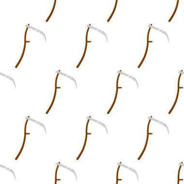 Kırsal, eski, pürüzsüz örgü deseni. Bahçe ve tarla işlerinin tahta tırpanı.