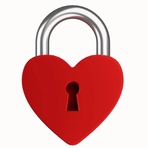 Heart shaped lock. 3d render. A sign of strong unbreakable love. — Fotografia de Stock