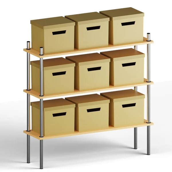 Полка с ящиками. Мебель для хранения и сортировки документов, личных вещей, посуды. — стоковое фото