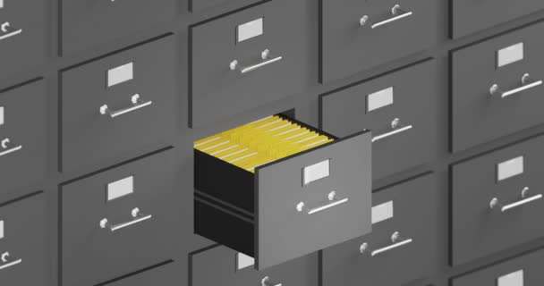 Office locker. 3d animation of an office drawer with important documents. — Stock Video