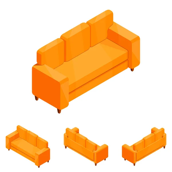 Set Sofas Isometry New Sofa Different Angles Isometric Projection Image — 图库矢量图片