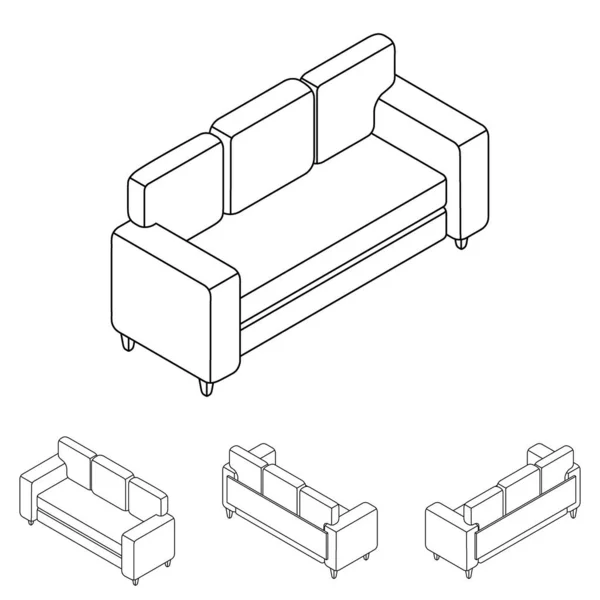 Line Set Sofas Isometry New Sofa Different Angles Isometric Projection — ストックベクタ