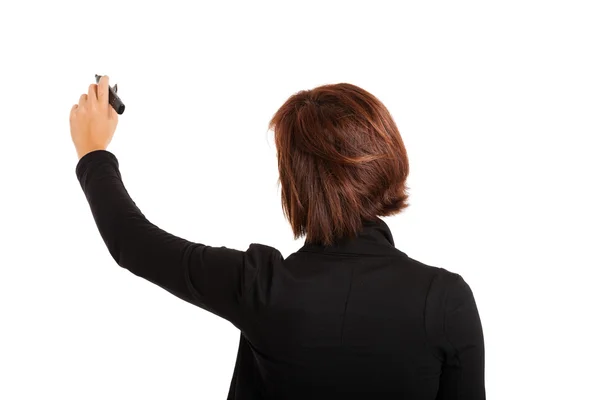 Businesswoman writing on copyspace — Stock Photo, Image