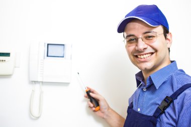 Smiling technician at work clipart