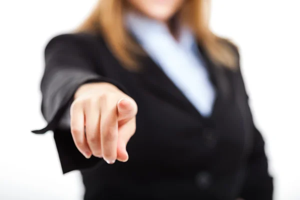 Mujer usando una pantalla táctil — Foto de Stock