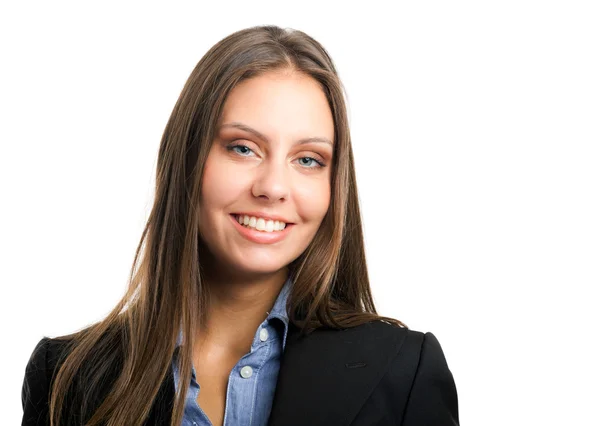 Beautiful businesswoman portrait isolated on white — Stock Photo, Image