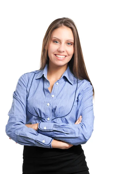 Beautiful businesswoman portrait isolated on white — Stock Photo, Image