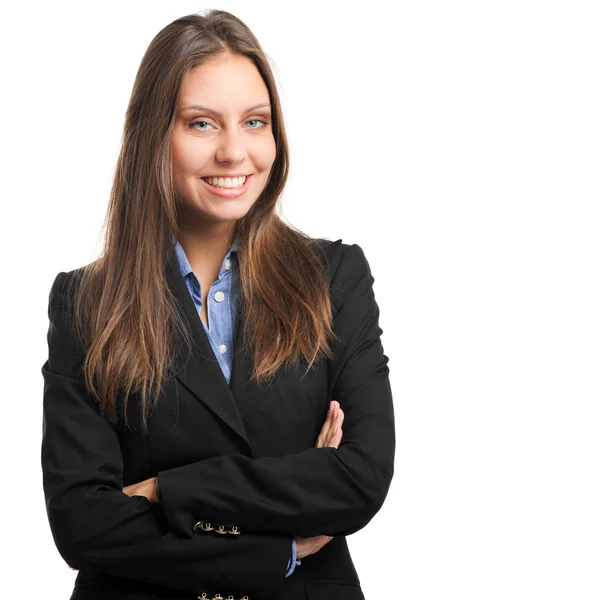 Beautiful businesswoman portrait isolated on white — Stock Photo, Image