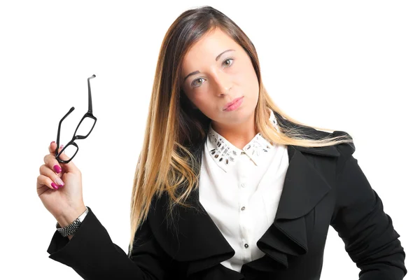 Magnifique portrait de femme d'affaires isolé sur blanc — Photo