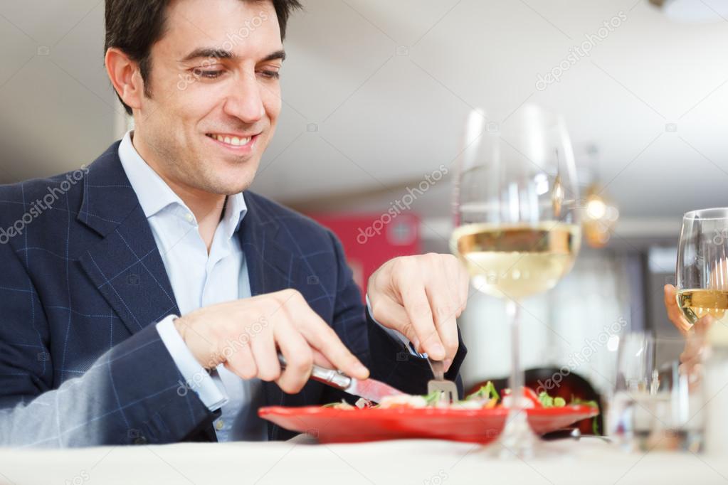 Man having dinner