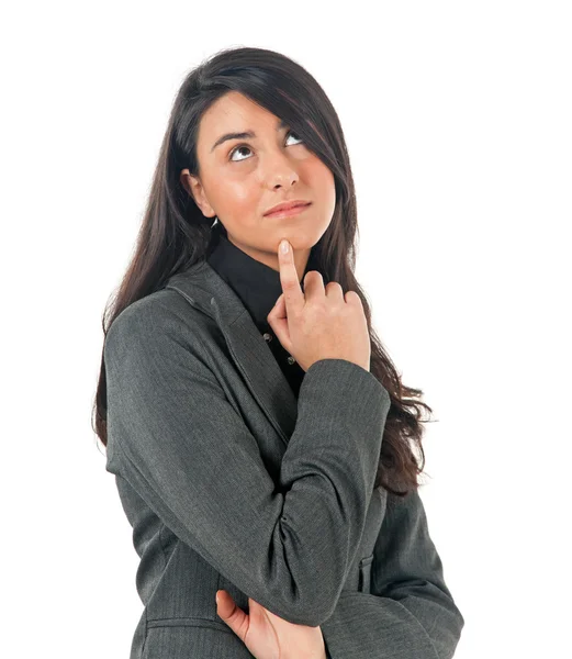 Porträt einer schönen jungen Frau. isoliert vor weißem Hintergrund. — Stockfoto