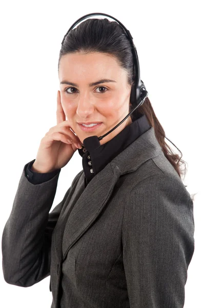 Beautiful young call center operator woman Stock Photo