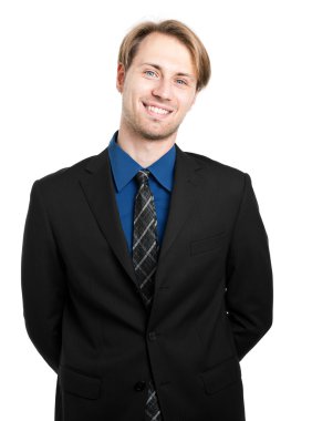 beyaz izole güzel mavi gözlü yakışıklı işadamı