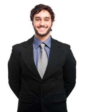 genç yakışıklı işadamı portresi üzerine beyaz izole