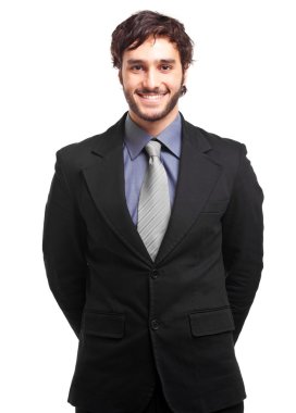 genç yakışıklı işadamı portresi üzerine beyaz izole