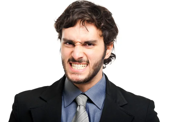 Angry businessman on white background — Stock Photo, Image