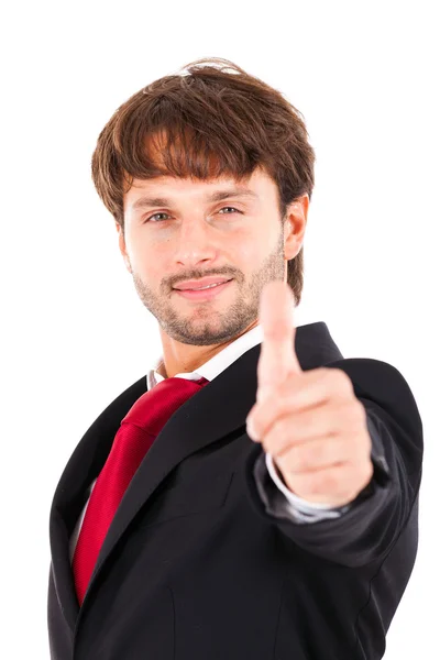 Joven hombre de negocios haciendo el signo de ok con su mano —  Fotos de Stock