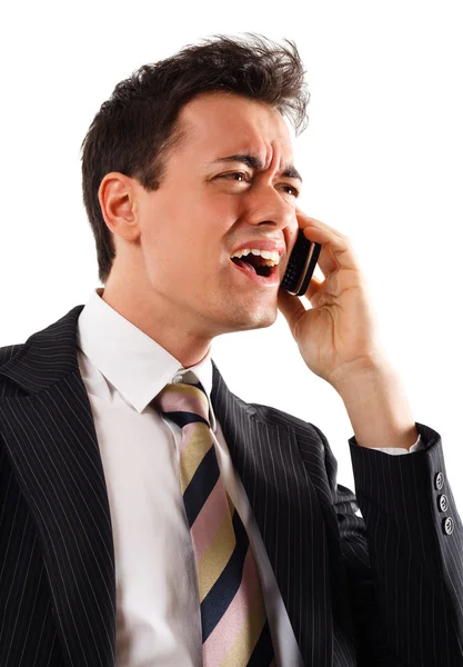 Screaming at the phone — Stock Photo, Image