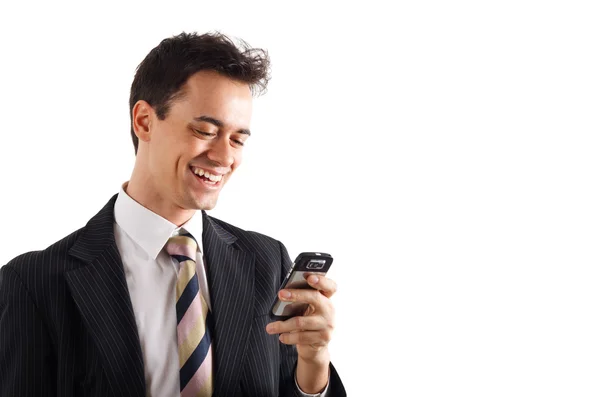 Pohledný podnikatel pomocí smartphone. — Stock fotografie