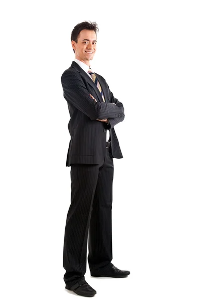 Young businessman isolated on white, full length — Stock Photo, Image