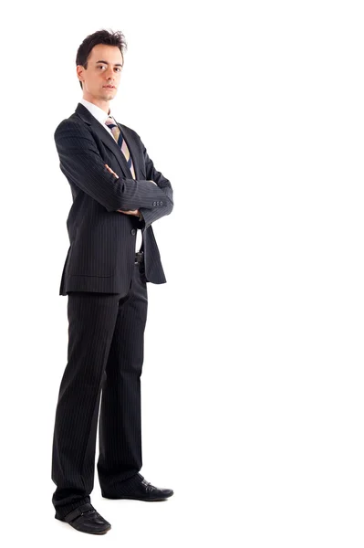 Young businessman isolated on white, full length — Stock Photo, Image