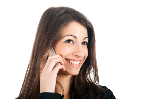 Joven hermosa mujer en el teléfono — Foto de Stock