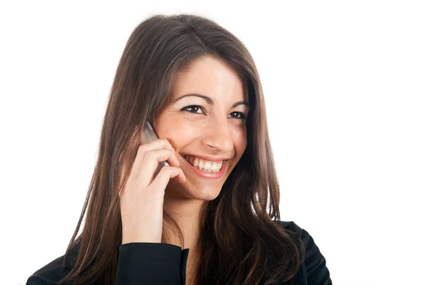 Jovem mulher bonita ao telefone — Fotografia de Stock