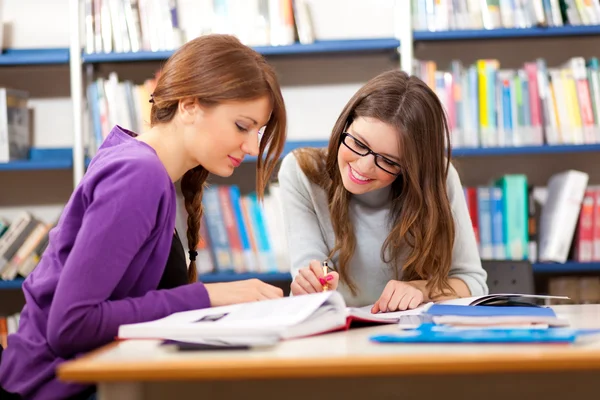 Personas que estudian juntas en una biblioteca — Foto de Stock