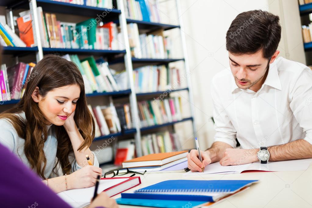 Students in a library